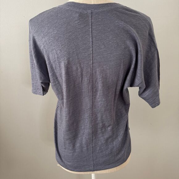 Faherty Oceanside Blue Linen V-Neck Tee Women's XS Casual Beach Boho - Picture 2 of 6